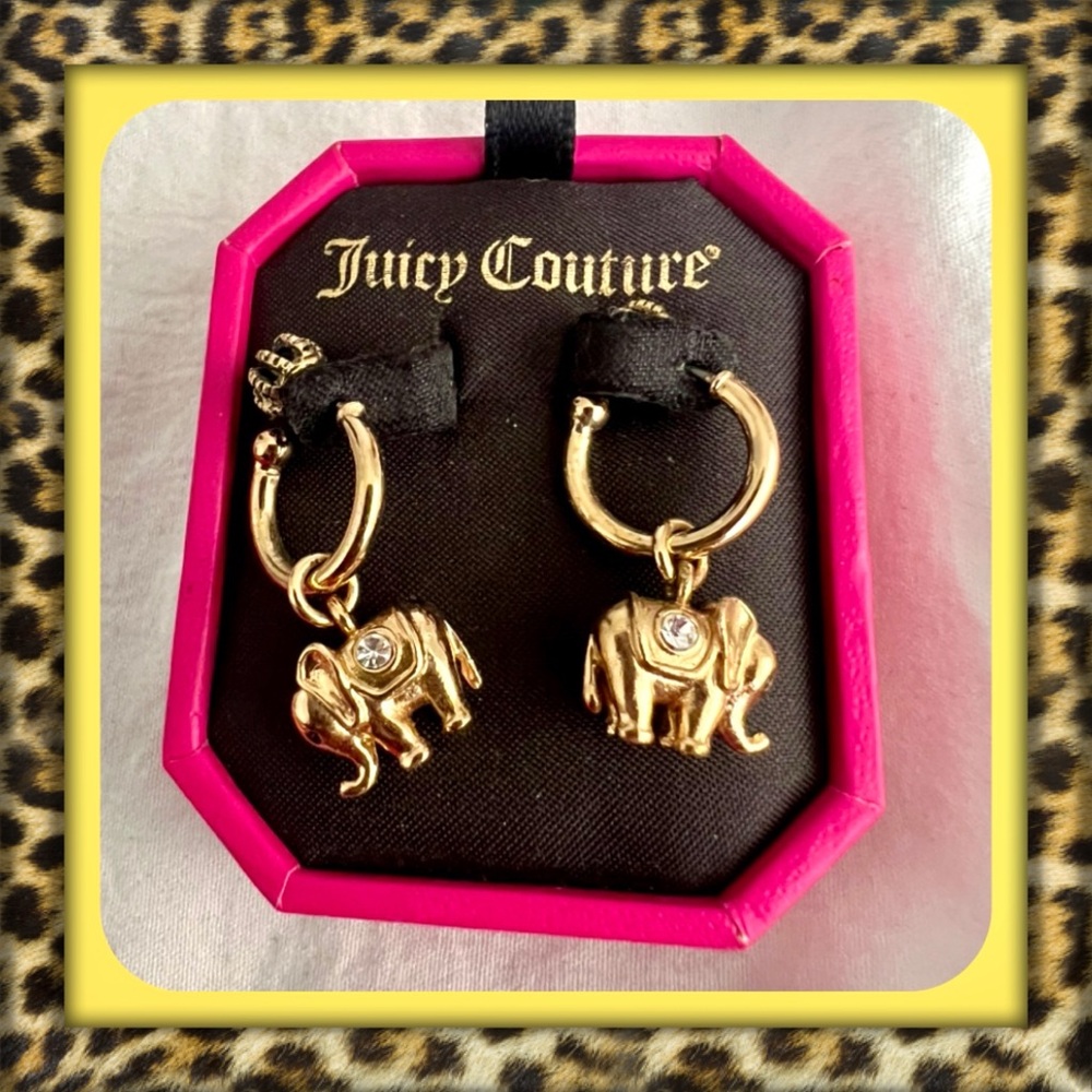 👑✅PRICE FIRM✅ Juicy Couture Gold Dangling Elephant Charm Earrings. Brand new!